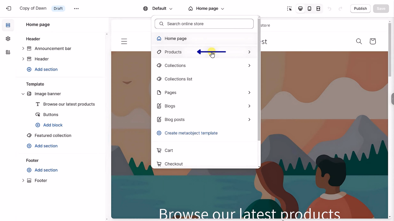 navigate to the search bar and find Products